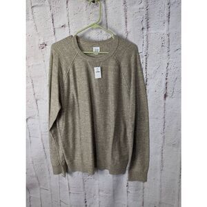 Gap‎ 100% Cotton Crewneck Sweater Tan Herringbone Mens L Large NWT